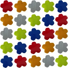 100Pcs Warning Reflective Stickers, Reflective Decals Waterproof Reflector Tapes Safety Reflective Stickers Night Visibility Adhesive Stickers for Motorcycle Bicycle Car (Flower-Shaped)