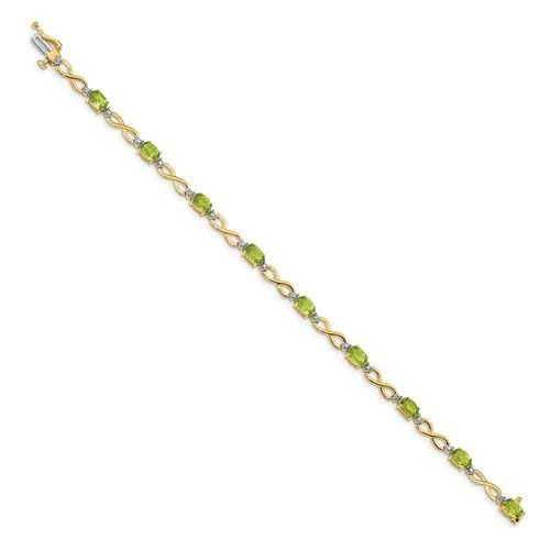 10KT YELLOW GOLD 4 CTW PERIDOT & .025 CTW DIAMOND BRACELET