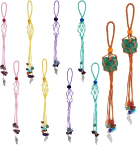 12 Pcs Tree Of Life Stone Pendant Holder Crystal Cage Pendant Holder Pendant Cord Stone Holder Replacement Hand-Woven Necklace Cord with Adjustable Length??2 Colors??