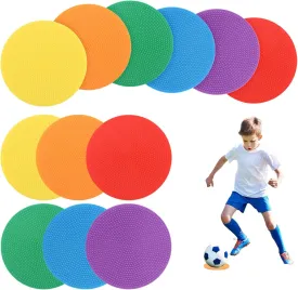 12pcs 4inch Non-Slip Spot Marker, Poly Spot Markers for Agility Dot for Gym/PE Training, Rubber Circles Multiple Color Sports Markers for Sports Speed Training