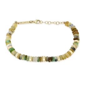 14k Gold & Mixed Neutral Gemstone Rondelle Bead Bracelet
