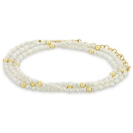 14k Gold Bead & Rice Pearl Triple Wrap Convertible Bracelet