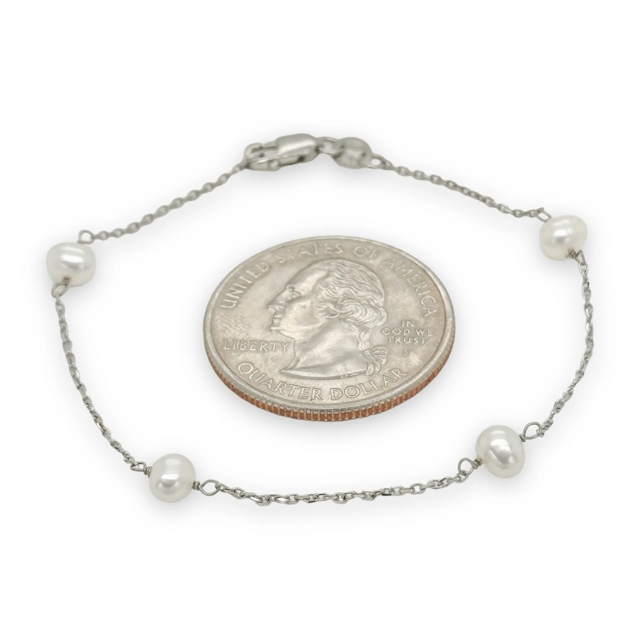 14K W Gold 6.25" Pearl Bracelet
