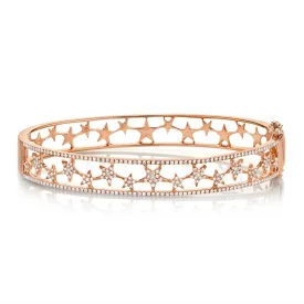 14KT GOLD 0.72 CTW DIAMOND STAR BANGLE BRACELET