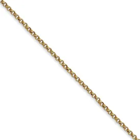 1.55mm 14k Yellow Gold Solid Rolo Pendant Chain