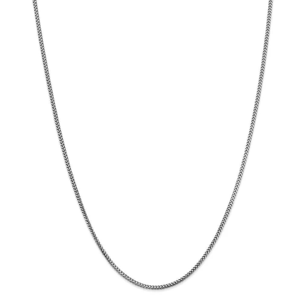 1.5mm 14k White Gold Solid Franco Chain Necklace