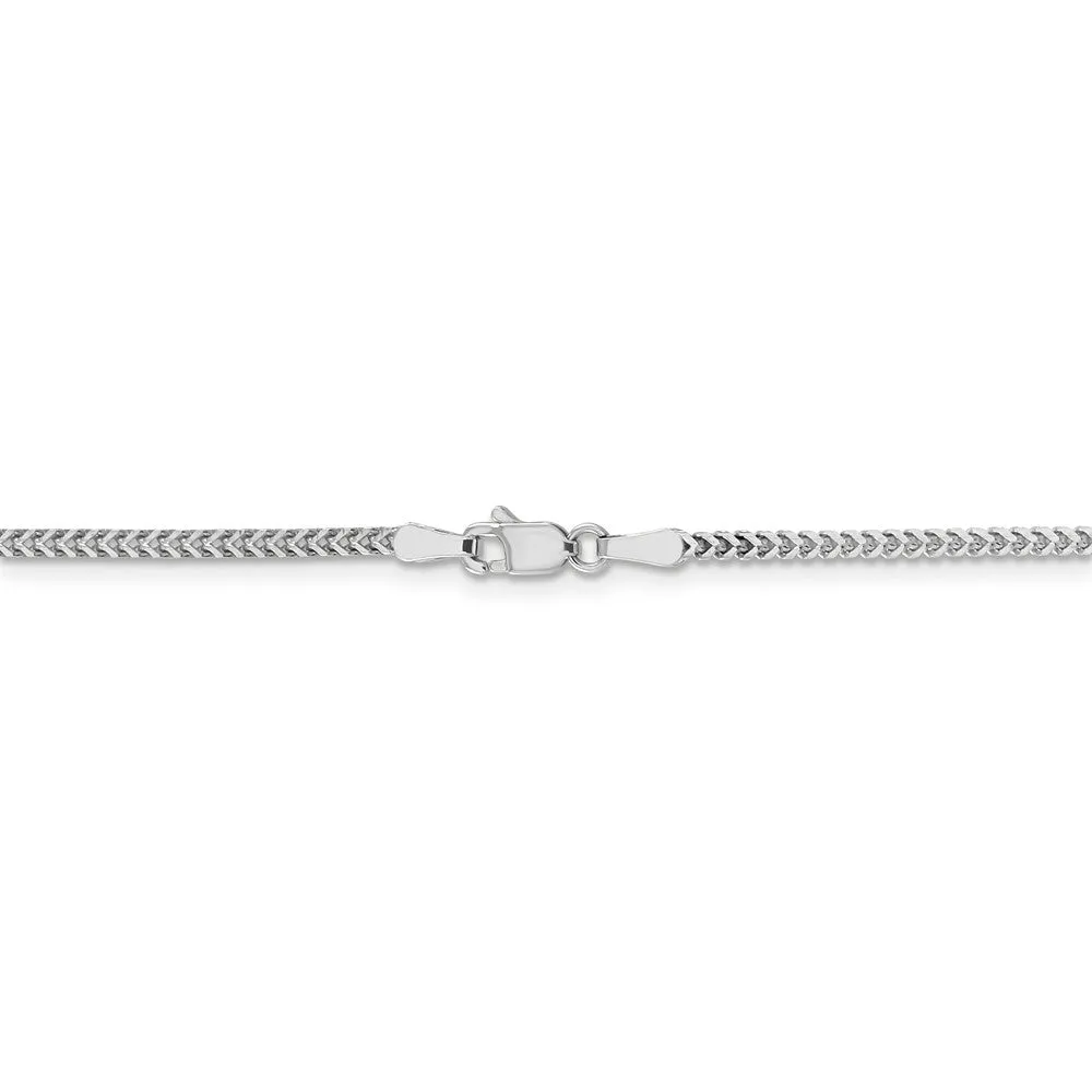 1.5mm 14k White Gold Solid Franco Chain Necklace