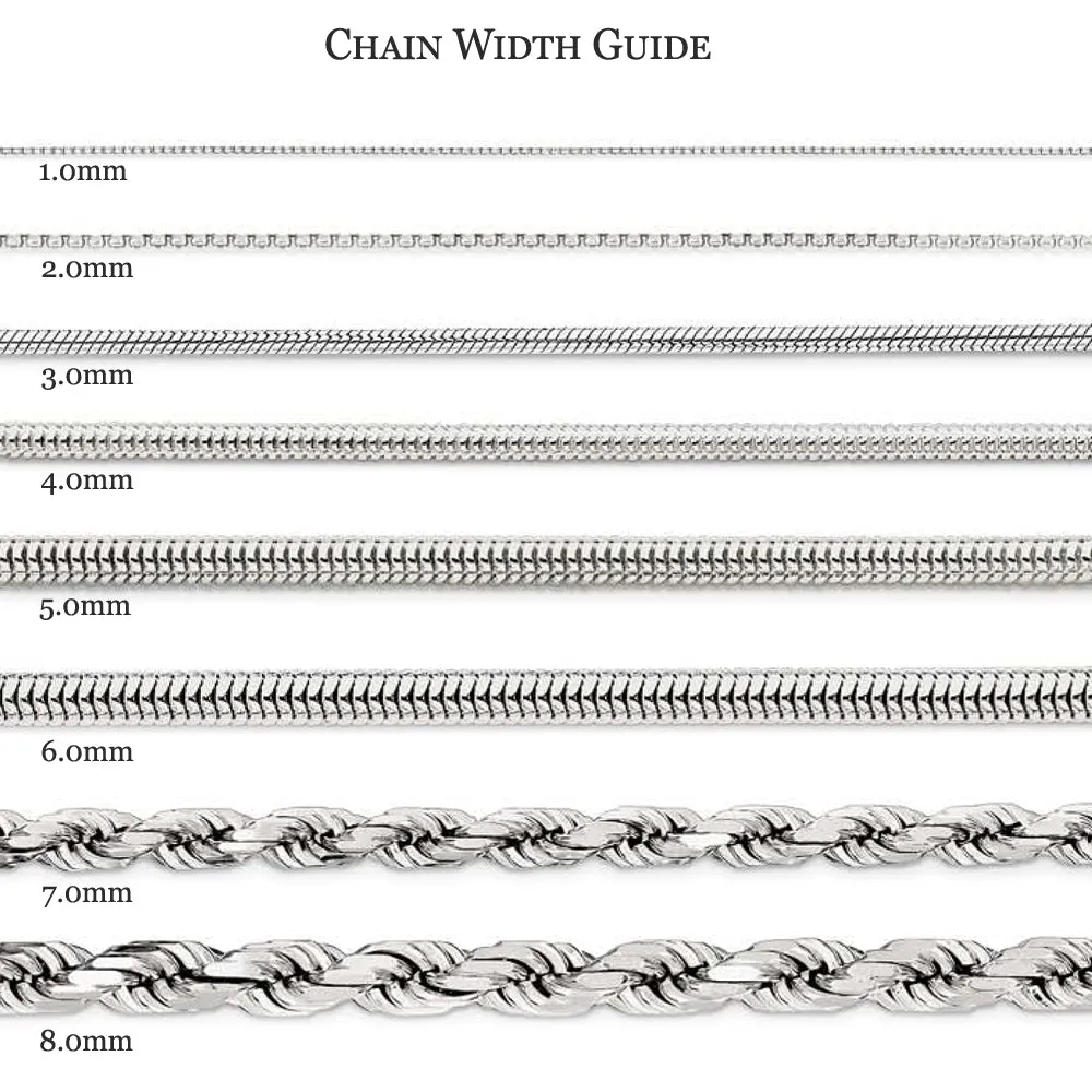 1.5mm 14k White Gold Solid Franco Chain Necklace