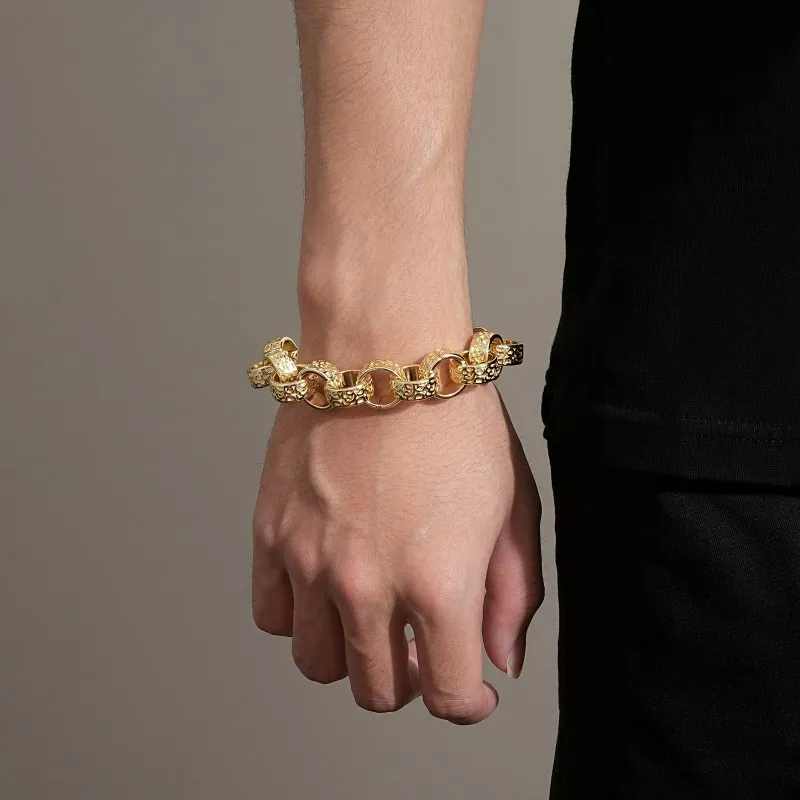 15mm Gold Filled Bonded Ornate Belcher Bracelet 8.5/9.5 Inch