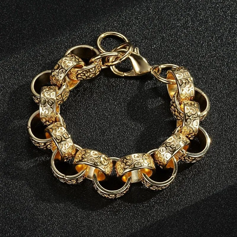 15mm Gold Filled Bonded Ornate Belcher Bracelet 8.5/9.5 Inch