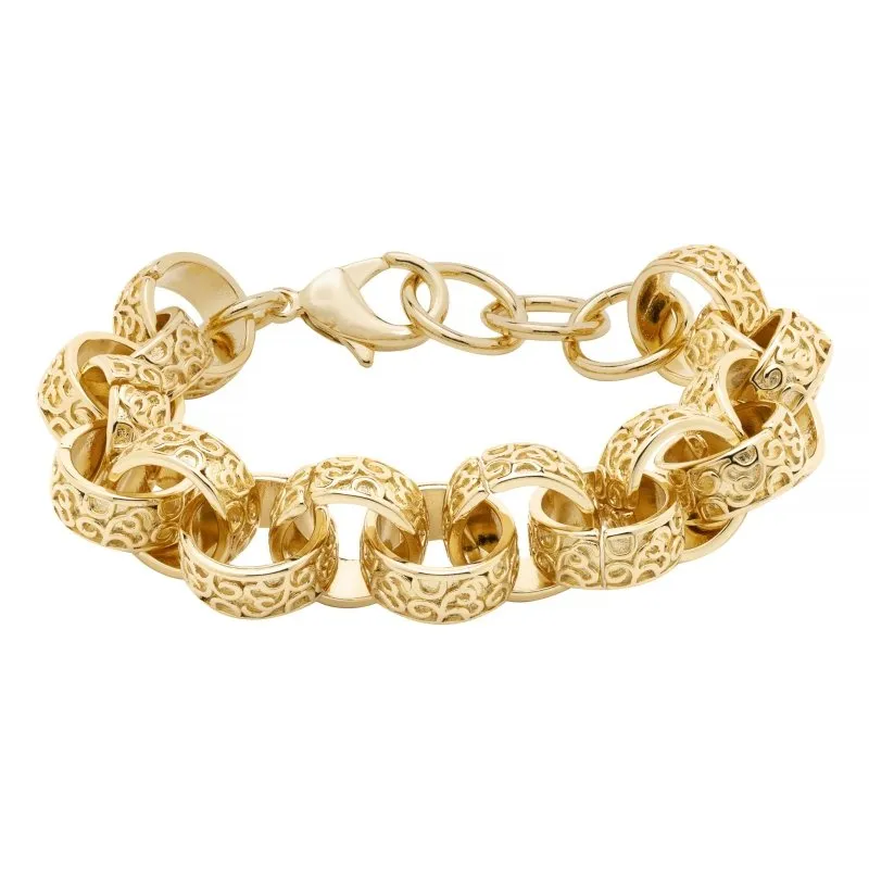 15mm Gold Filled Bonded Ornate Belcher Bracelet 8.5/9.5 Inch