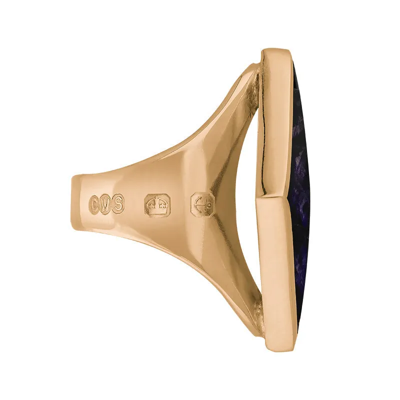 18ct Rose Gold Blue John Queen's Jubilee Hallmark Medium Rhombus Ring