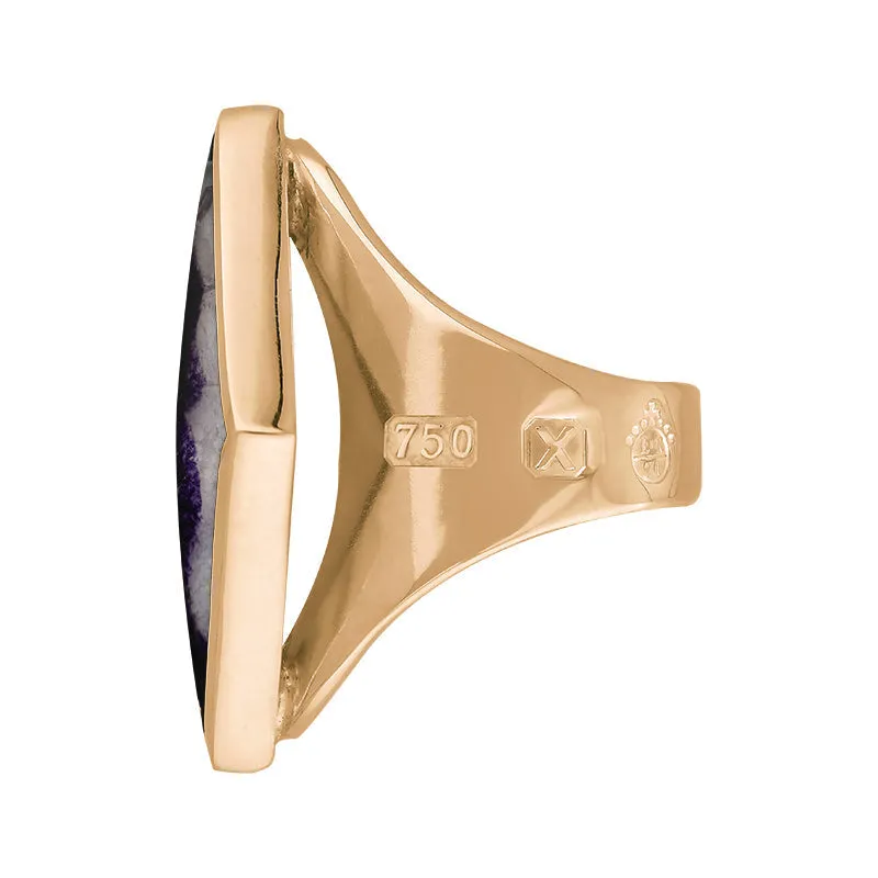 18ct Rose Gold Blue John Queen's Jubilee Hallmark Medium Rhombus Ring