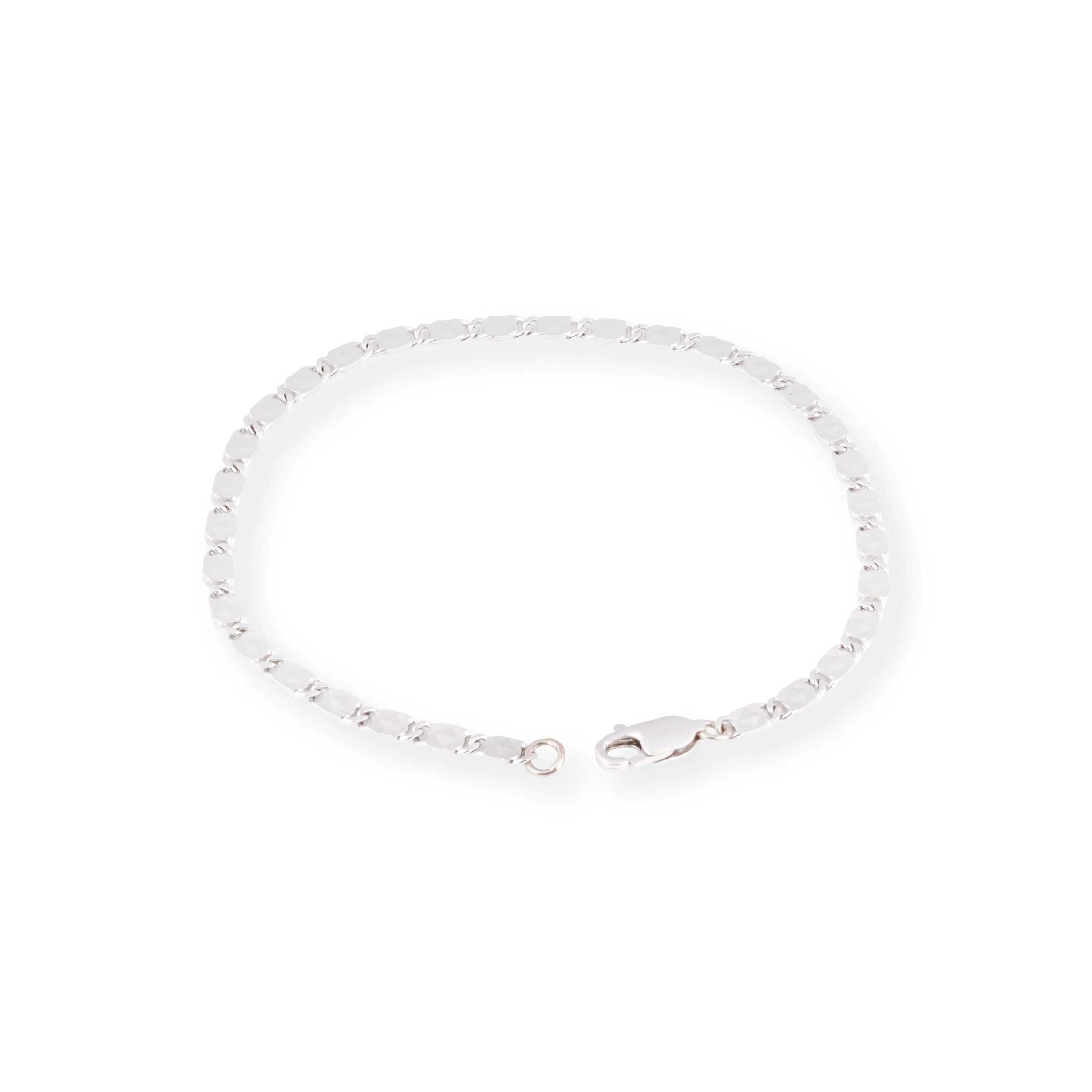 18ct White Gold Bracelet with Diamond Cut Design & Lobster Clasp LBR-8521