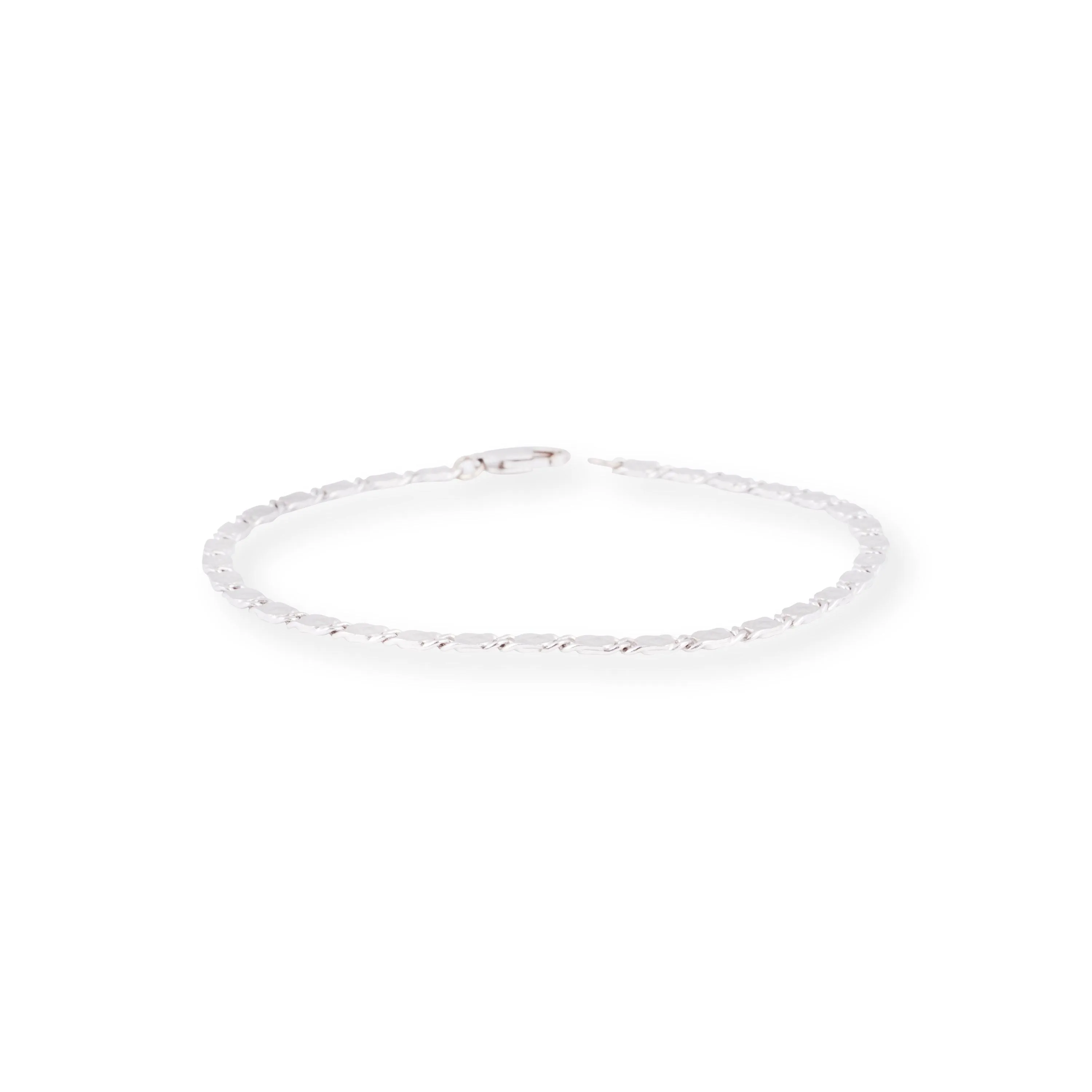 18ct White Gold Bracelet with Diamond Cut Design & Lobster Clasp LBR-8521