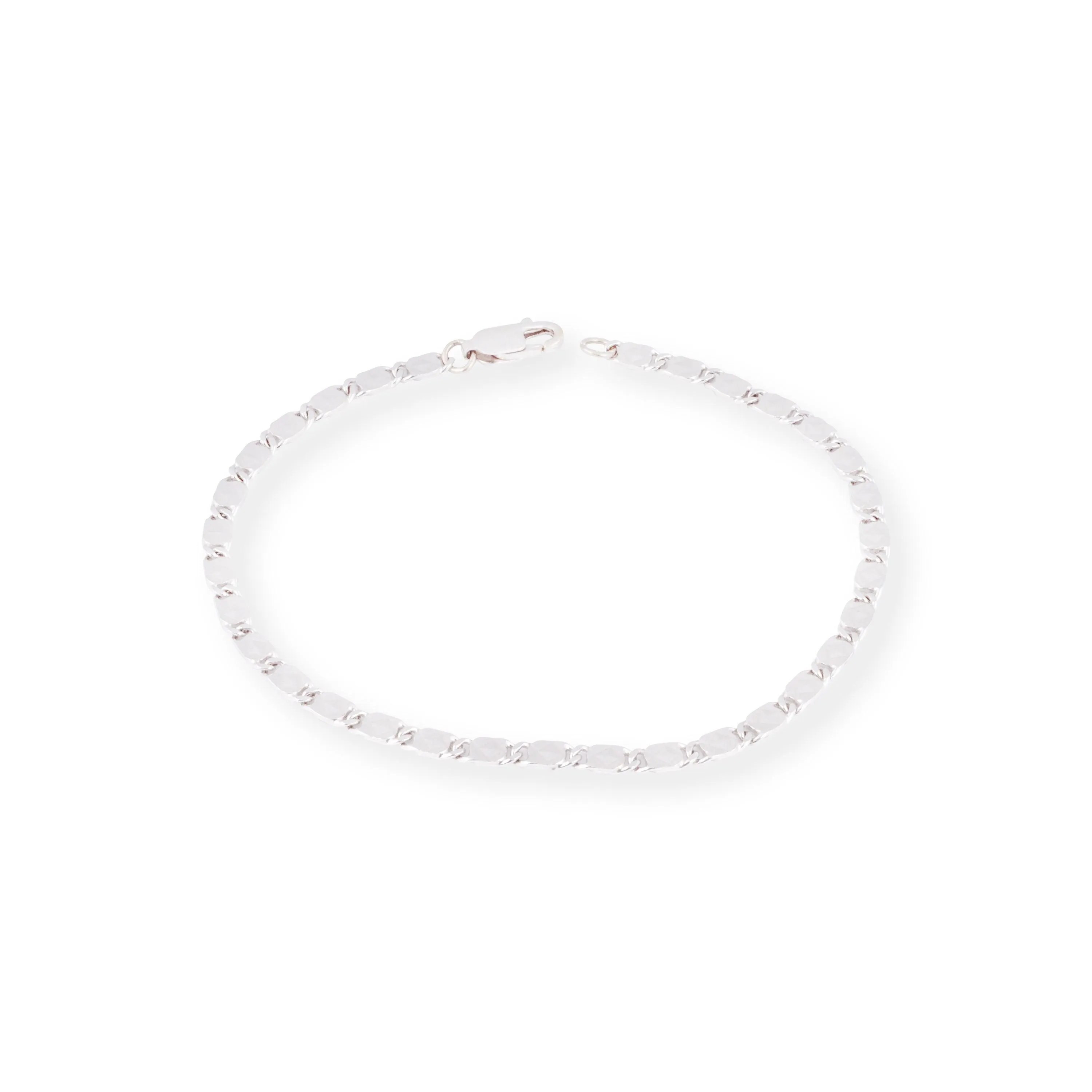 18ct White Gold Bracelet with Diamond Cut Design & Lobster Clasp LBR-8521