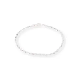 18ct White Gold Bracelet with Diamond Cut Design & Lobster Clasp LBR-8521