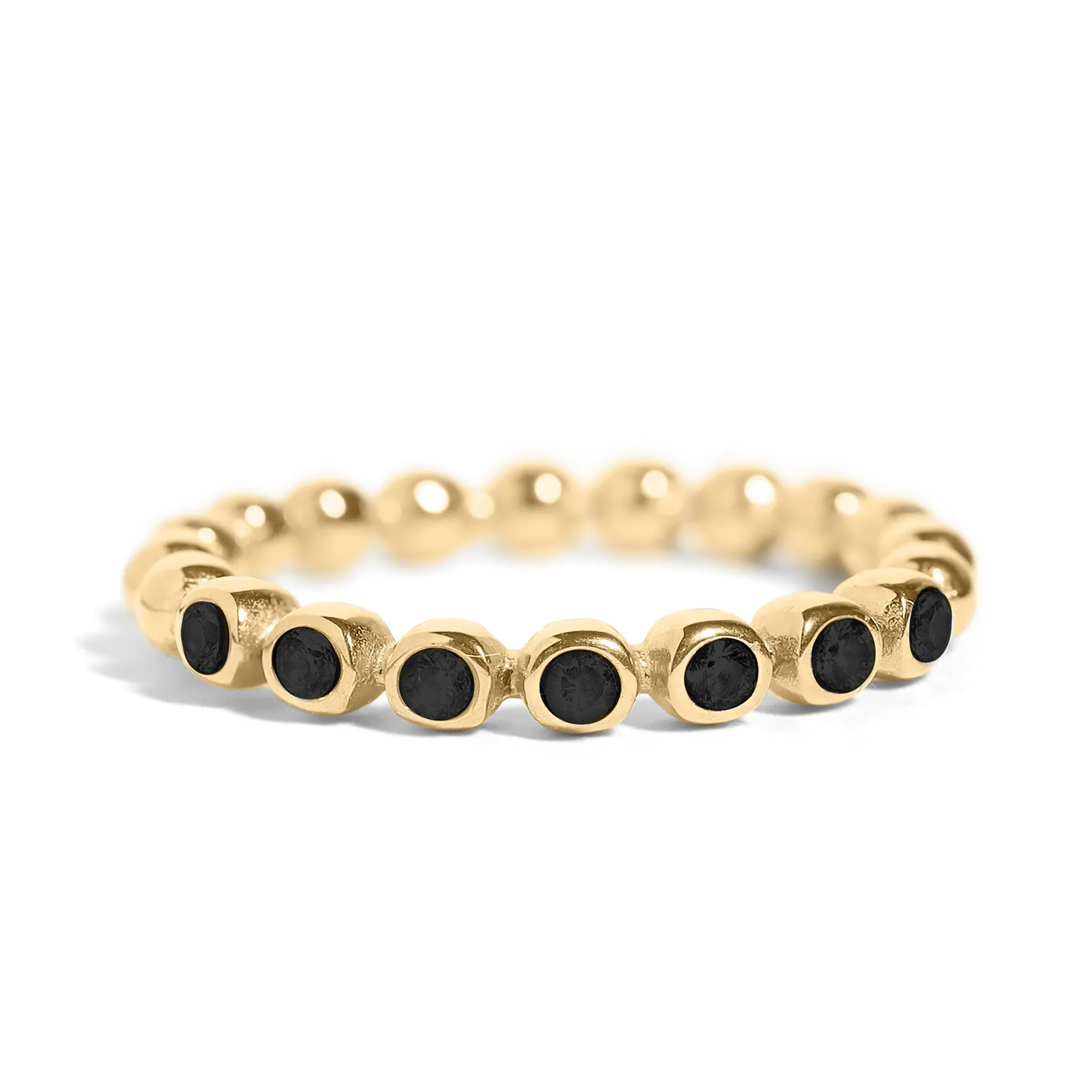 18k Gold PVD Coated Beaded Stainless Steel CZ Stacking Ring / CSR0007