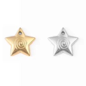 18K Gold PVD Stainless Steel Puffy Star Charm / PDL0056
