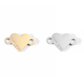 18K Gold PVD Stainless Steel "Love You" Heart Charm Connector / PDL0051