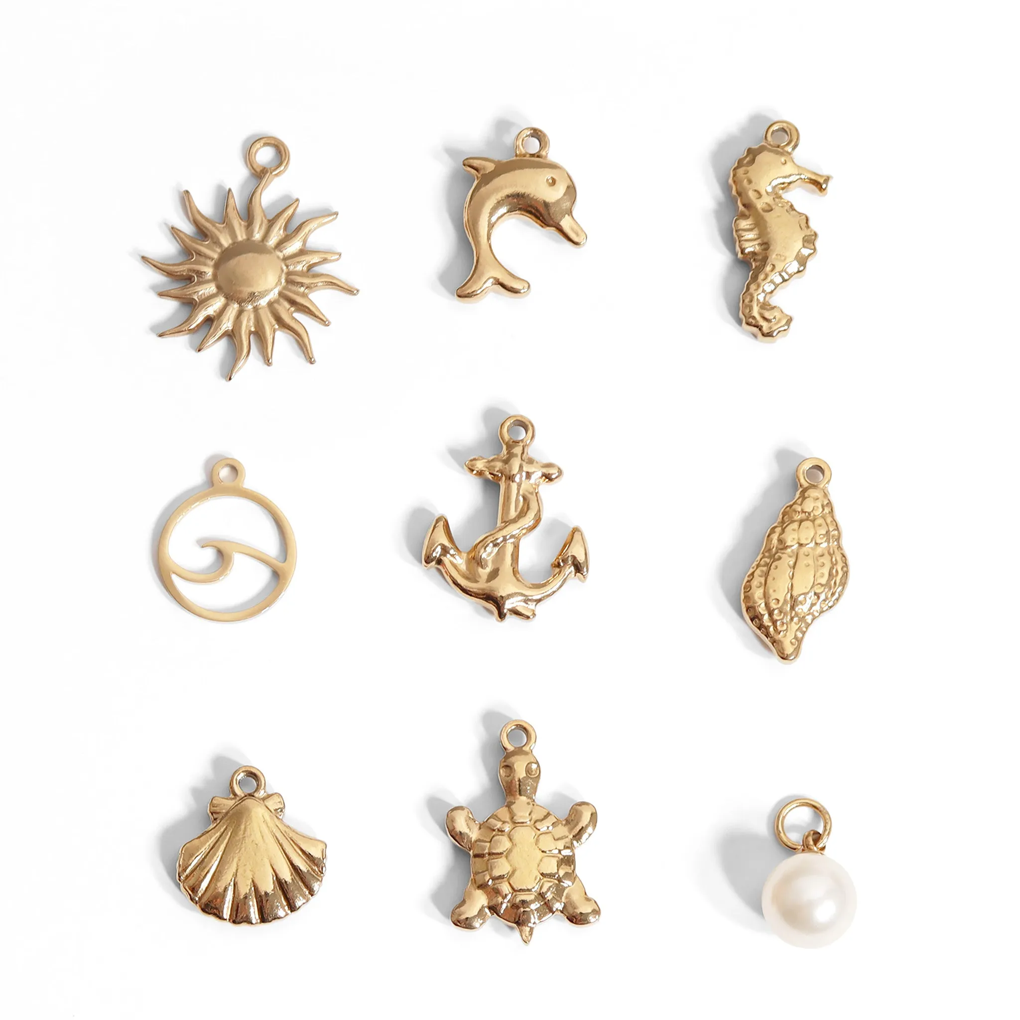 18K Gold PVD Stainless Steel Seahorse Charm / PDL0096