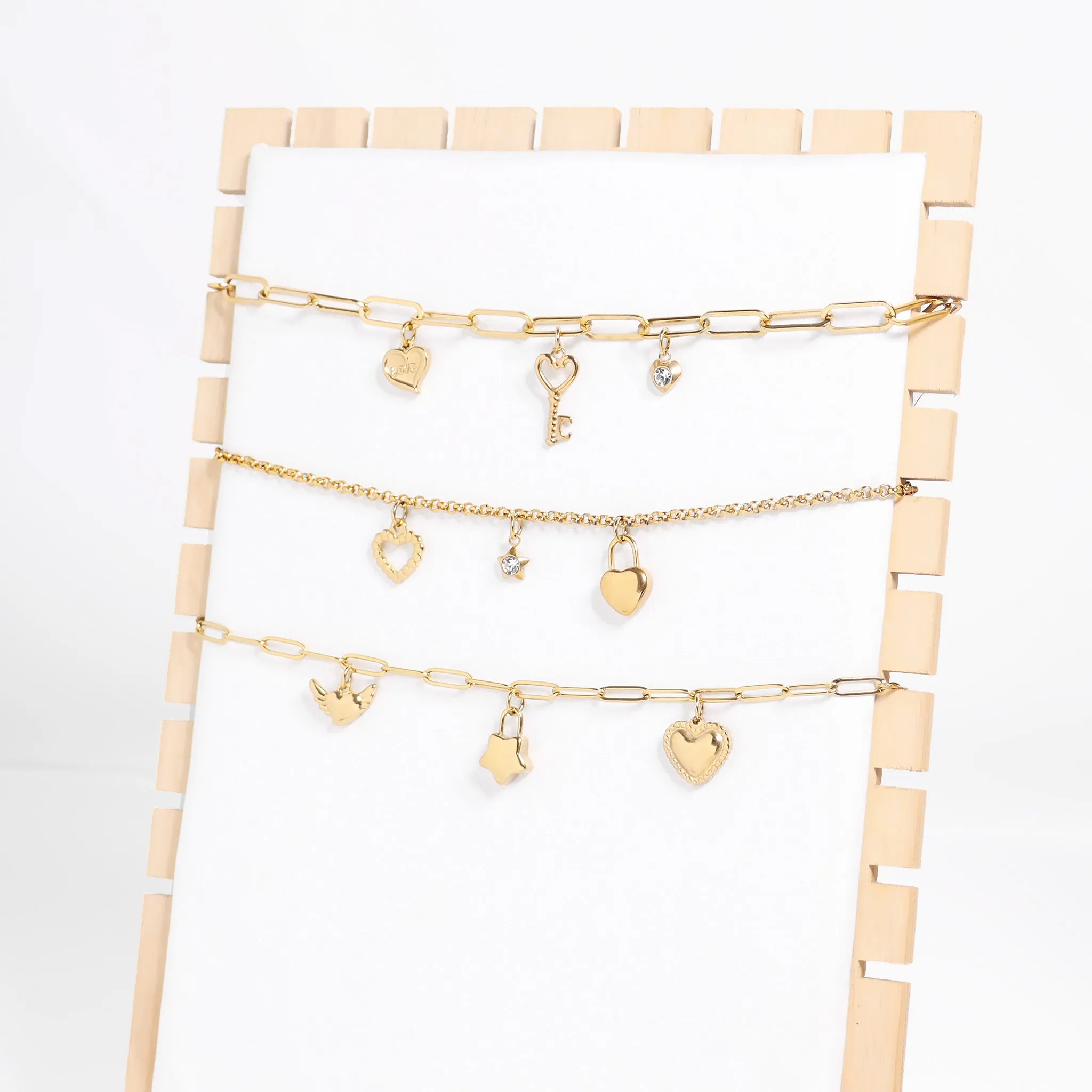 18K Gold PVD Stainless Steel Star with Cubic Zirconia Charm / PDL0112