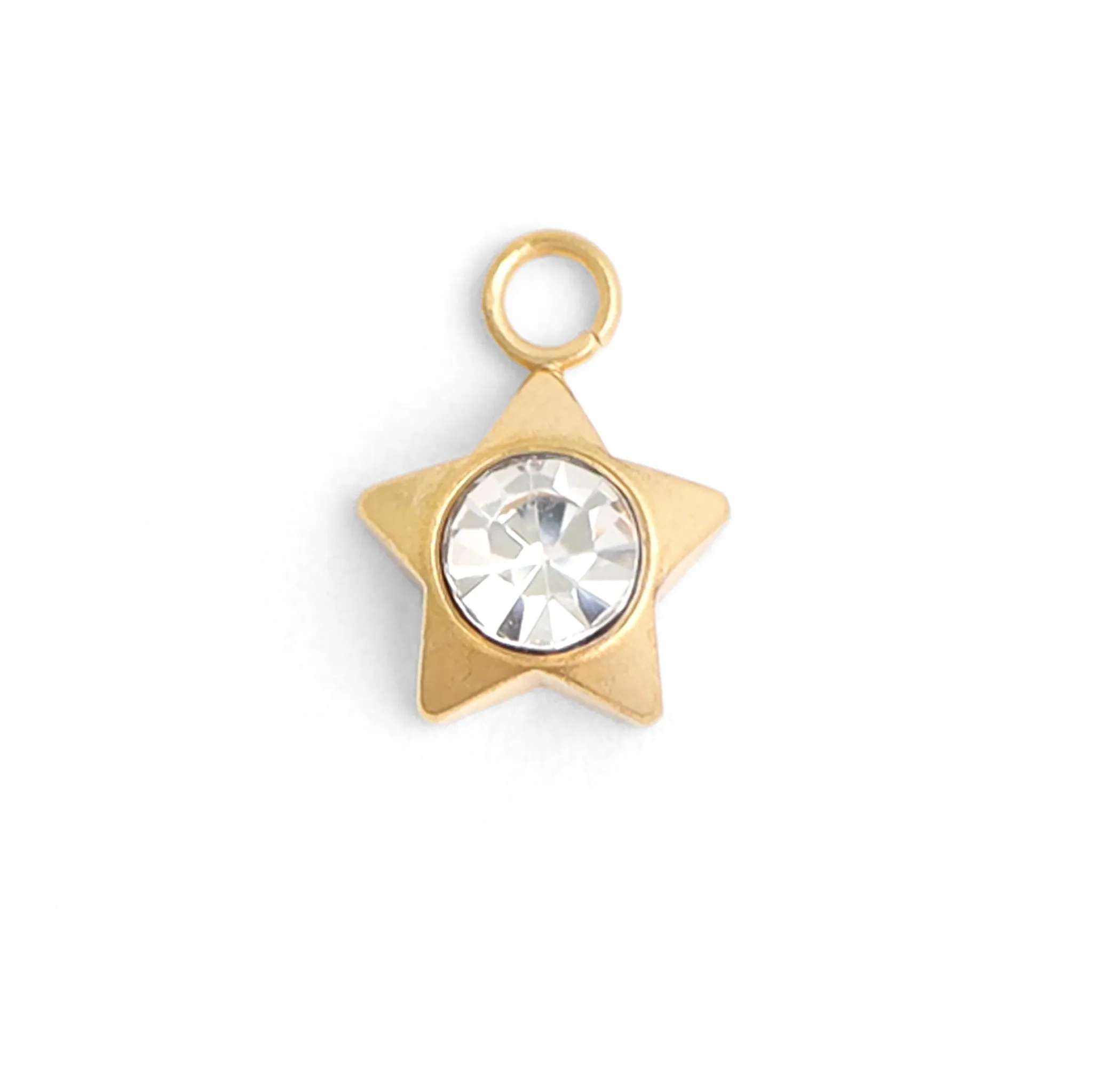 18K Gold PVD Stainless Steel Star with Cubic Zirconia Charm / PDL0112