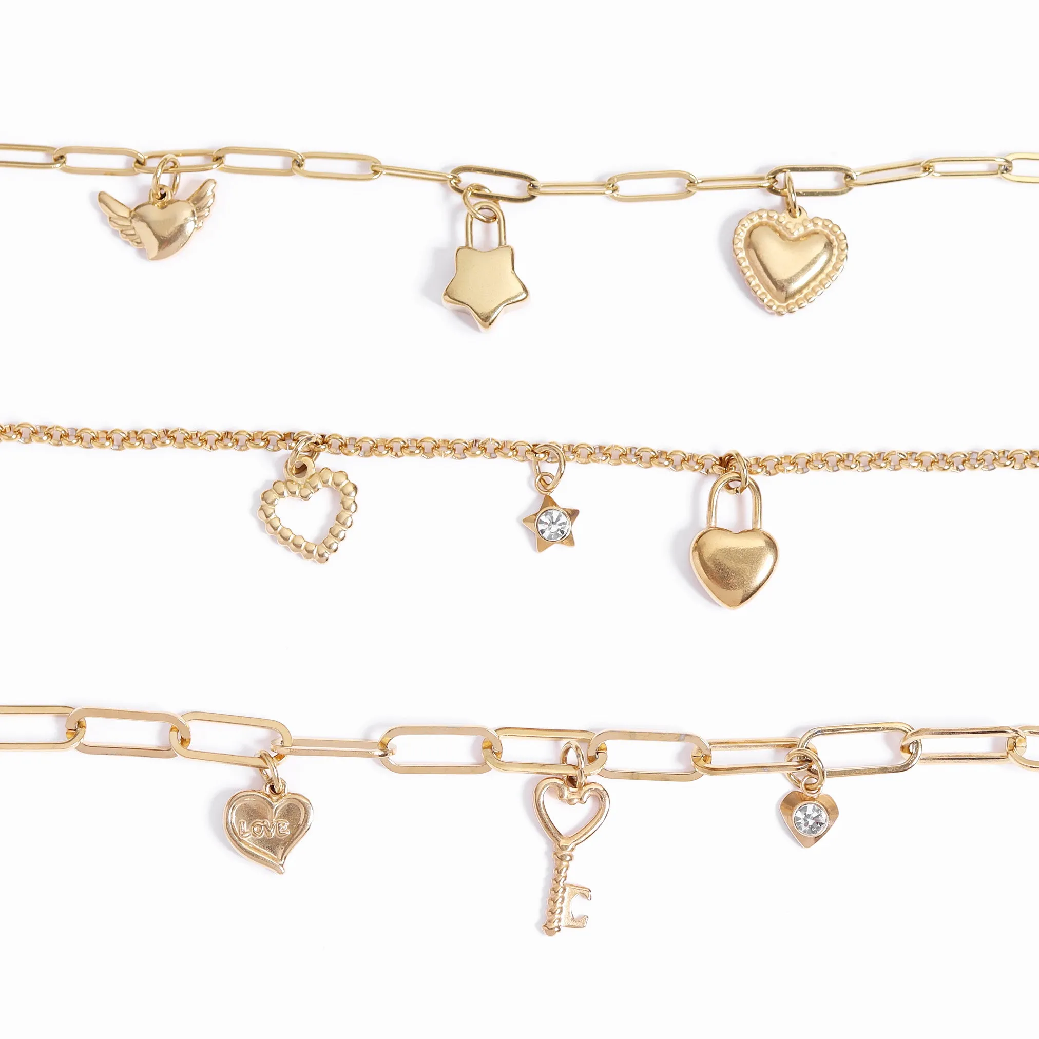18K Gold PVD Stainless Steel Star with Cubic Zirconia Charm / PDL0112