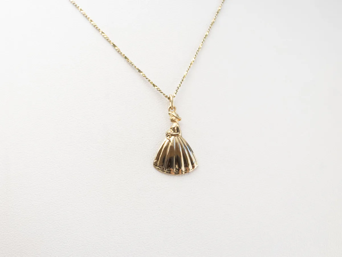 1960s Vintage Gold Bride Charm