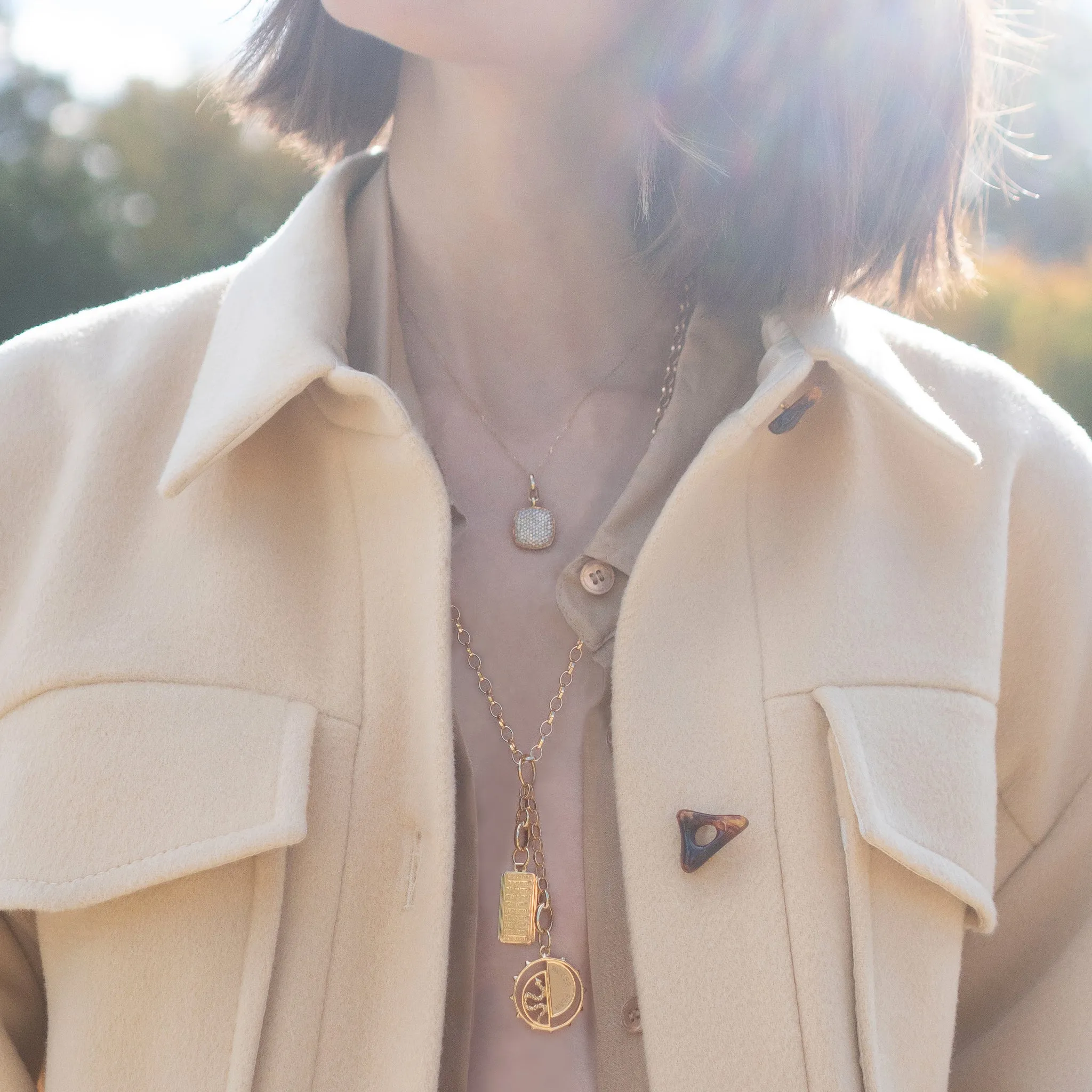 20 Large Link 18K Gold Chain Necklace with 2 Charm Stations - Design Your Own