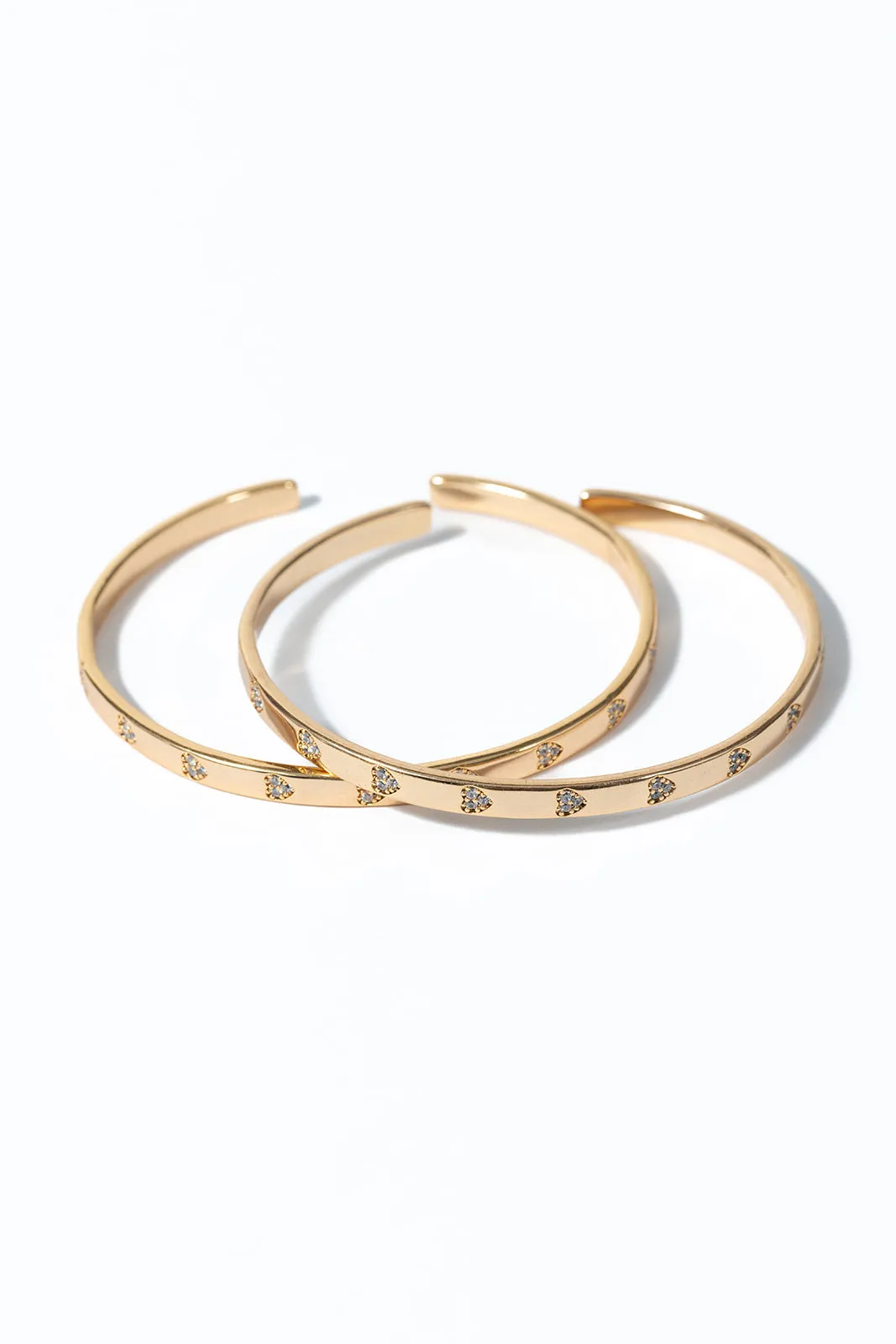 316L Stainless Steel Atta Girl Crystal Heart Bangle Duo