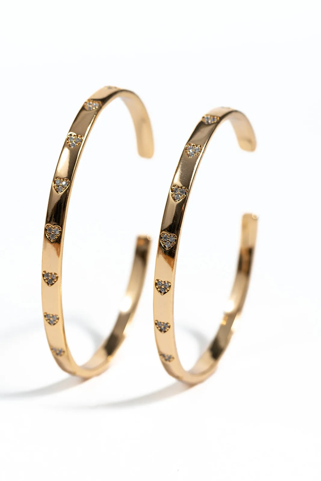 316L Stainless Steel Atta Girl Crystal Heart Bangle Duo