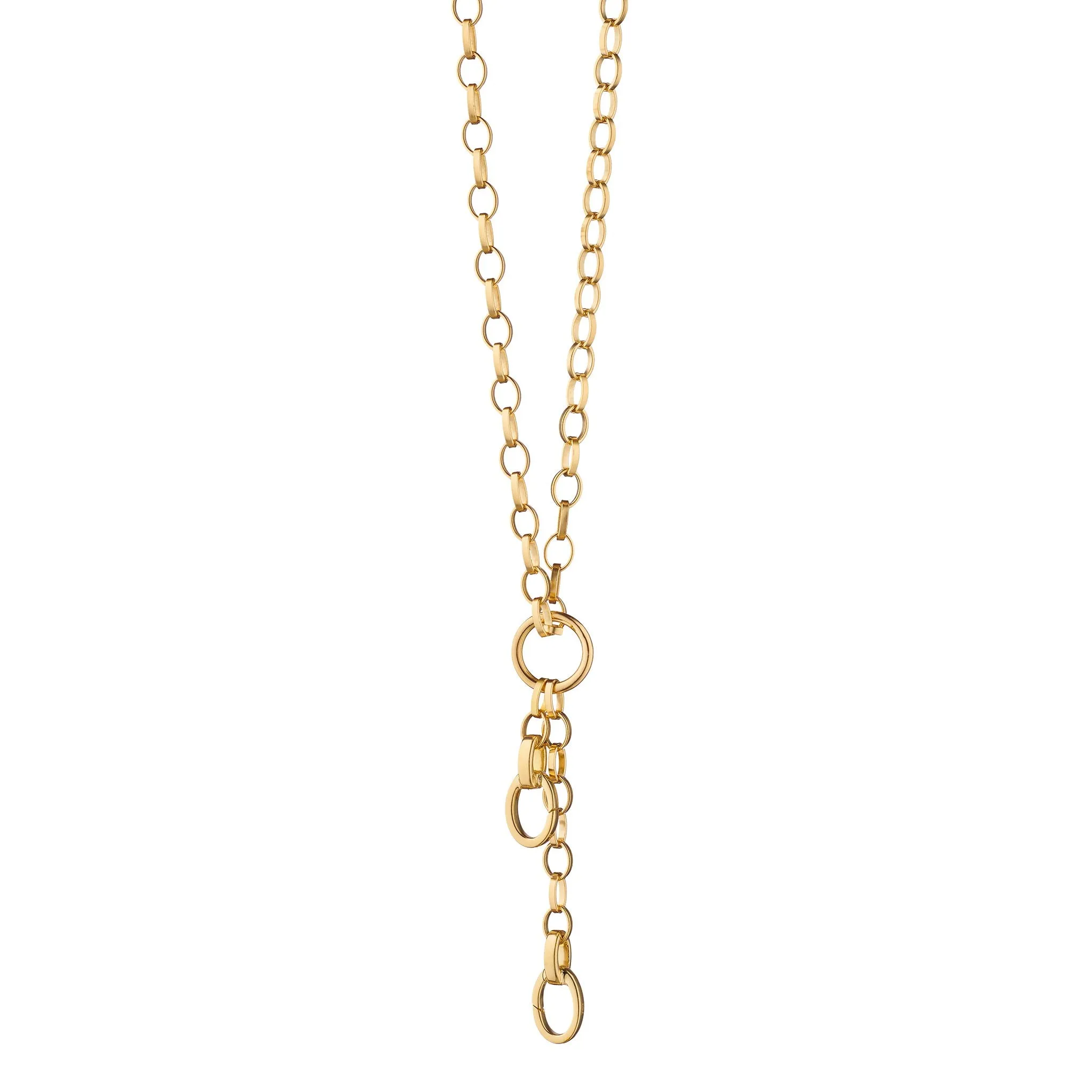 34" "Design Your Own" Large Link 18K Gold Charm Chain Necklace, 2 Charm Stations