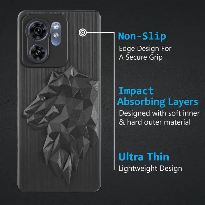 3D Lion Soft Silicone Back Cover For Motorola Edge 40 5G | Moto Edge 40 5G