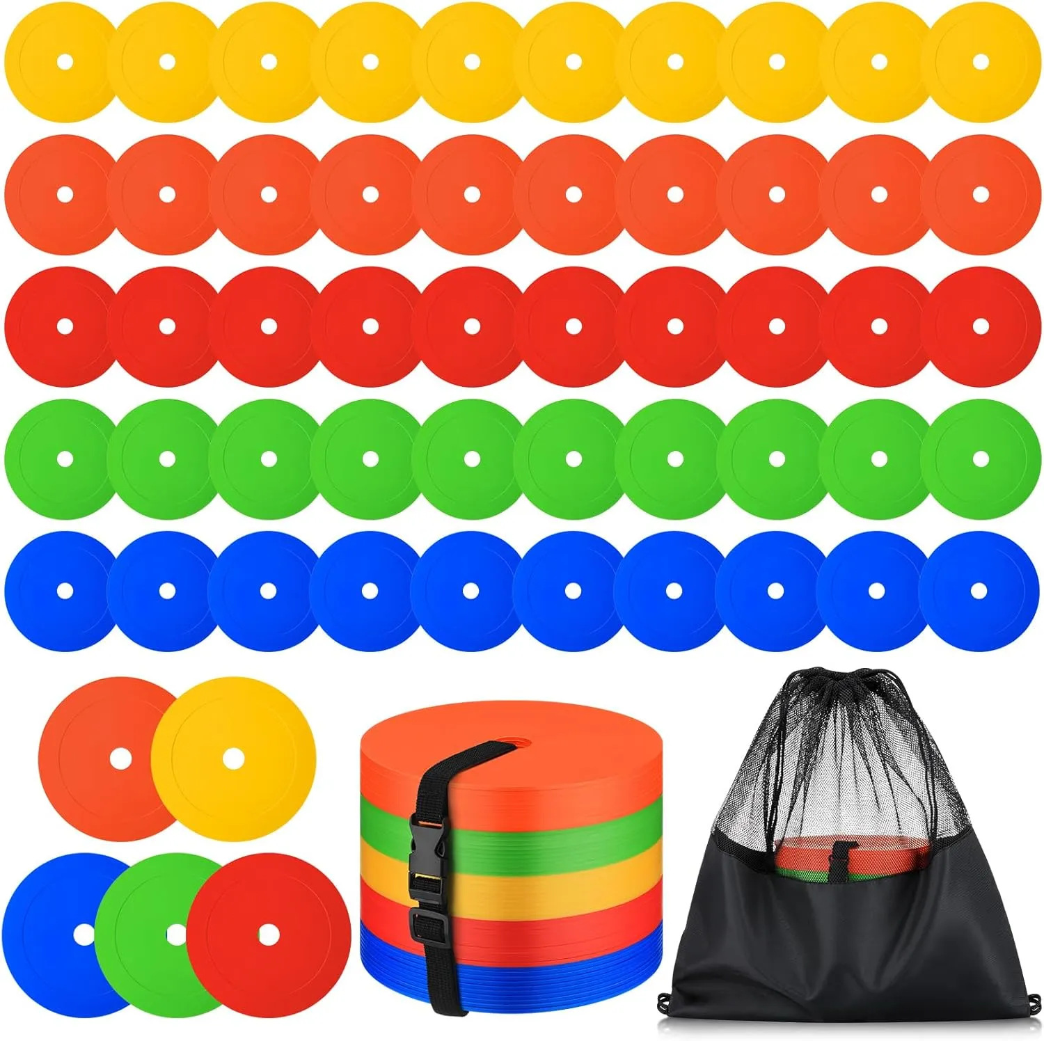 50 Pcs 6 inch Flat Cones Spot Markers Non-Skid Floor Hole Soccer Cones Field Court Spot Markers Flat Discs Soccer Training Equipment for Football Sports Speed Agility Practice