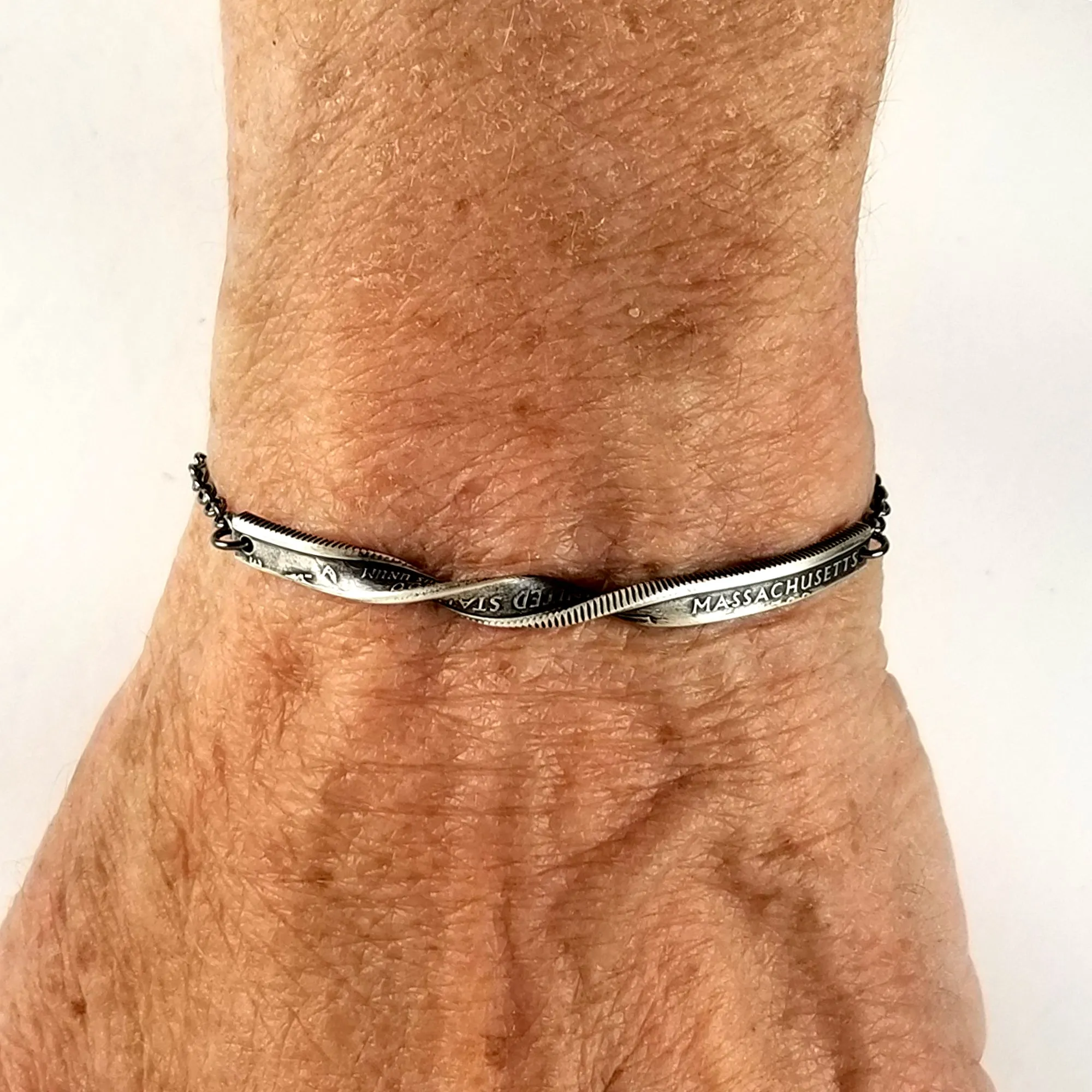 90% Silver State Quarter Twisted Bar Bracelet