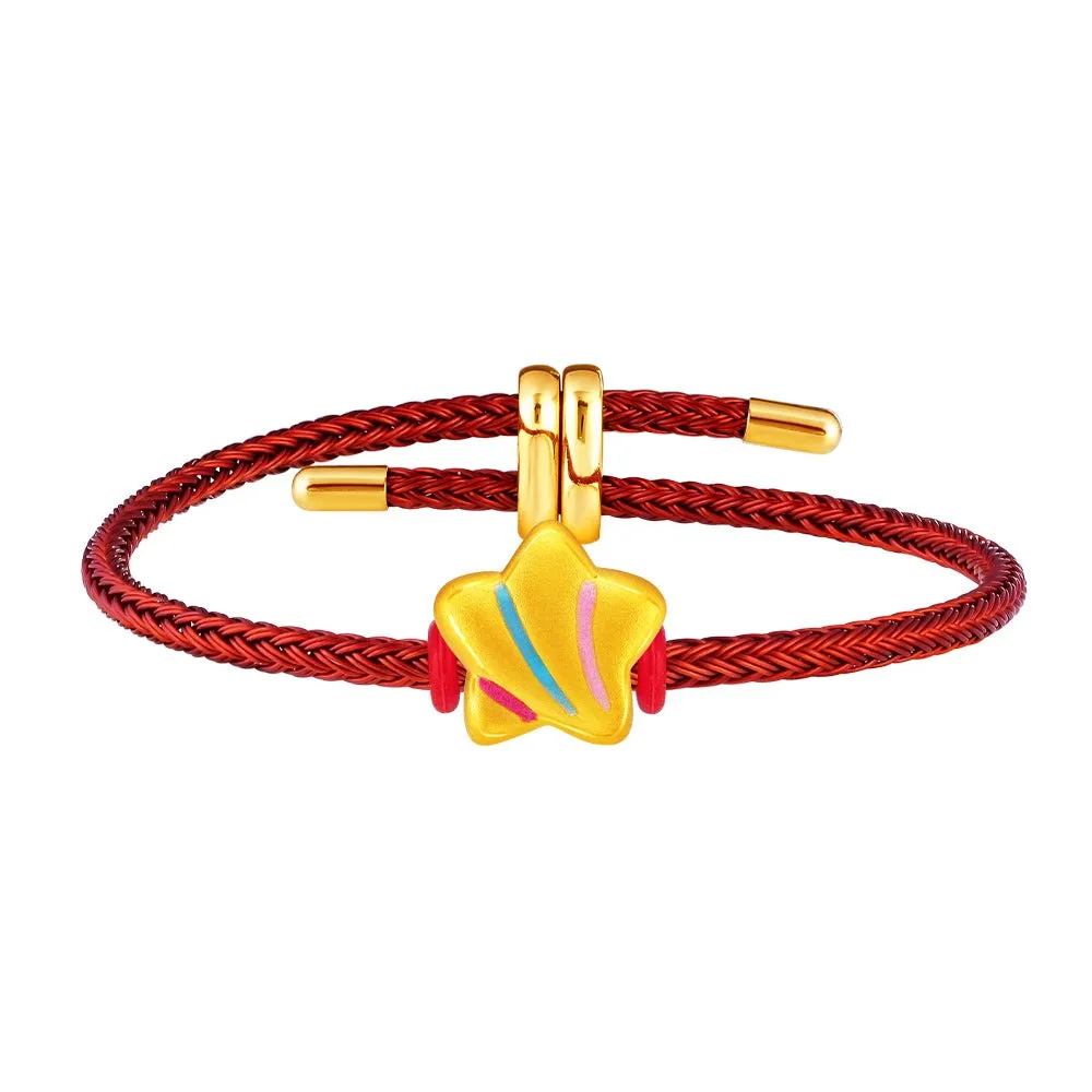 999 Gold Star with Coloured Enamel Charm