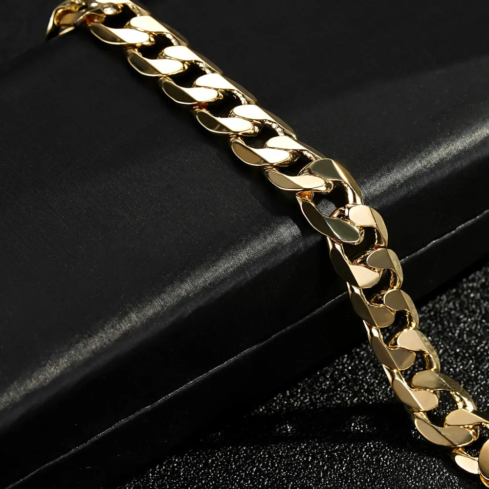 9mm Gold Filled Bonded Cuban Curb Bracelet 6/8/9 Inches