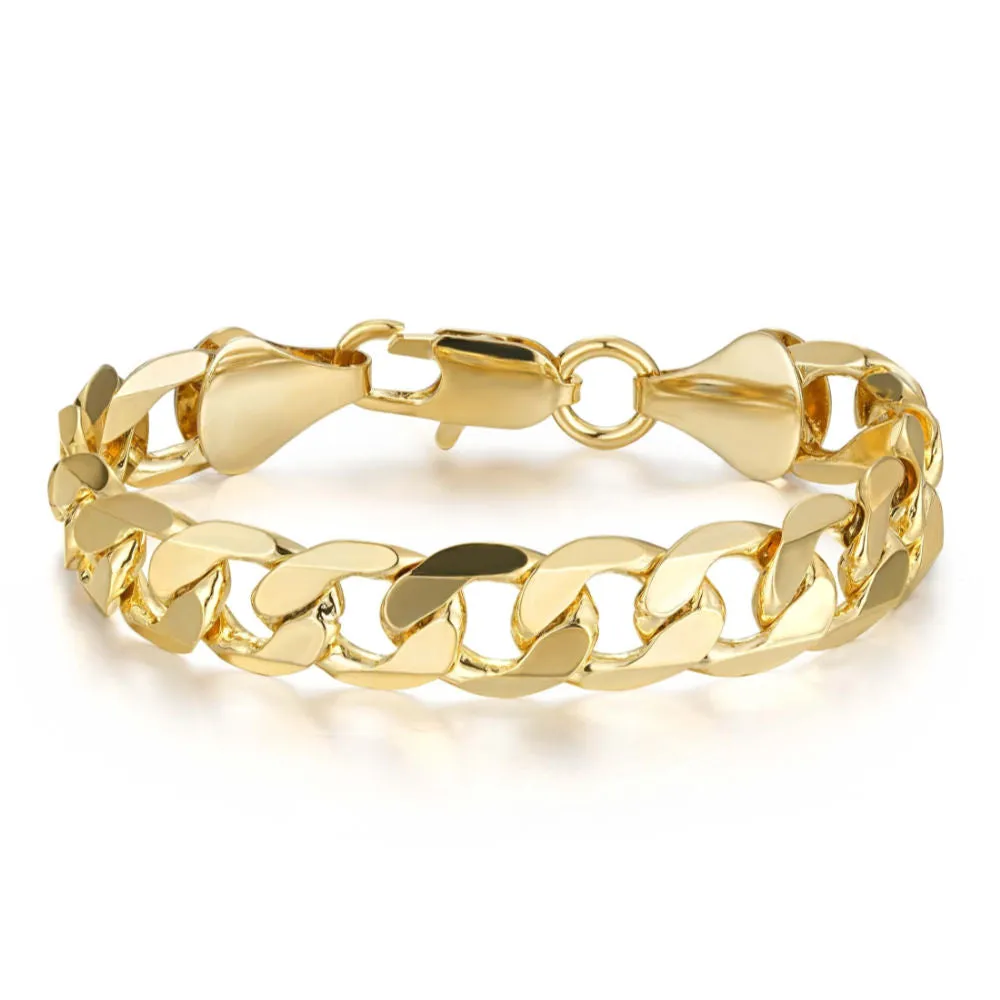 9mm Gold Filled Bonded Cuban Curb Bracelet 6/8/9 Inches