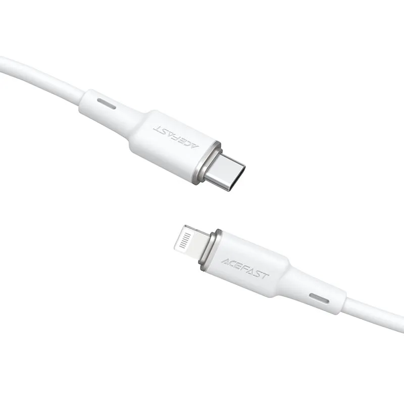 ACEFAST C2-01 USB-C TO LIGHTNING ZINC ALLOY SILICONE CHARGING DATA CABLE (30W MAX)(1.2M) - WHITE