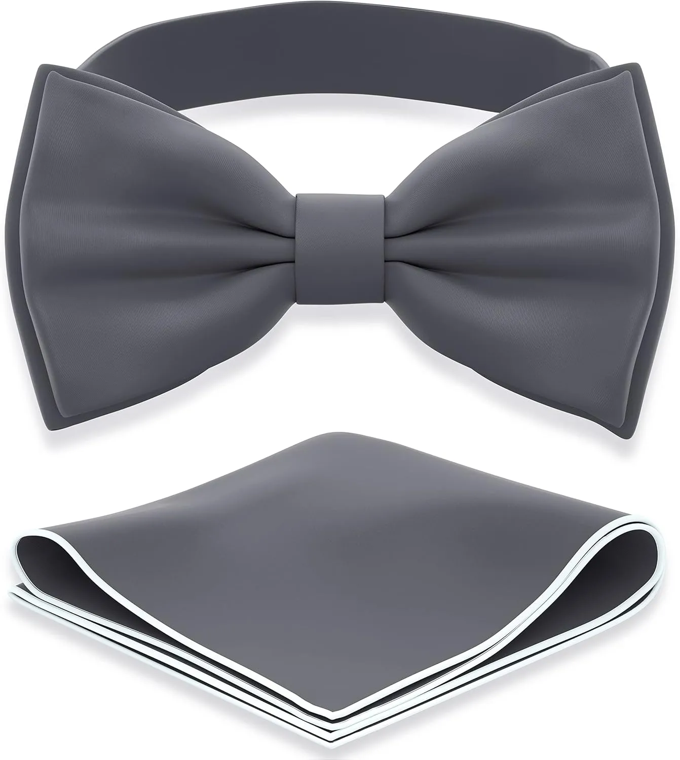 Adam Young Men's Bow Ties with Handkerchief Pre-Tied Style Formal Satin Classic Bowtie for Tuxedo Faux Silk