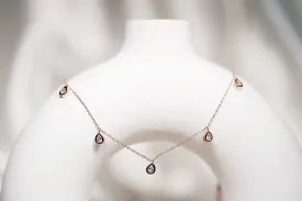 Adjustable five rose gold stone necklace