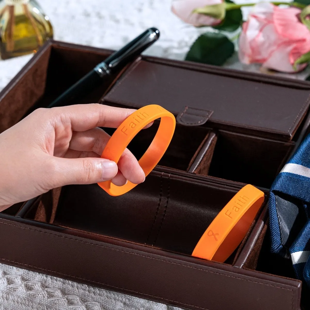 Adult Orange Awareness Silicone Bracelet Wristbands