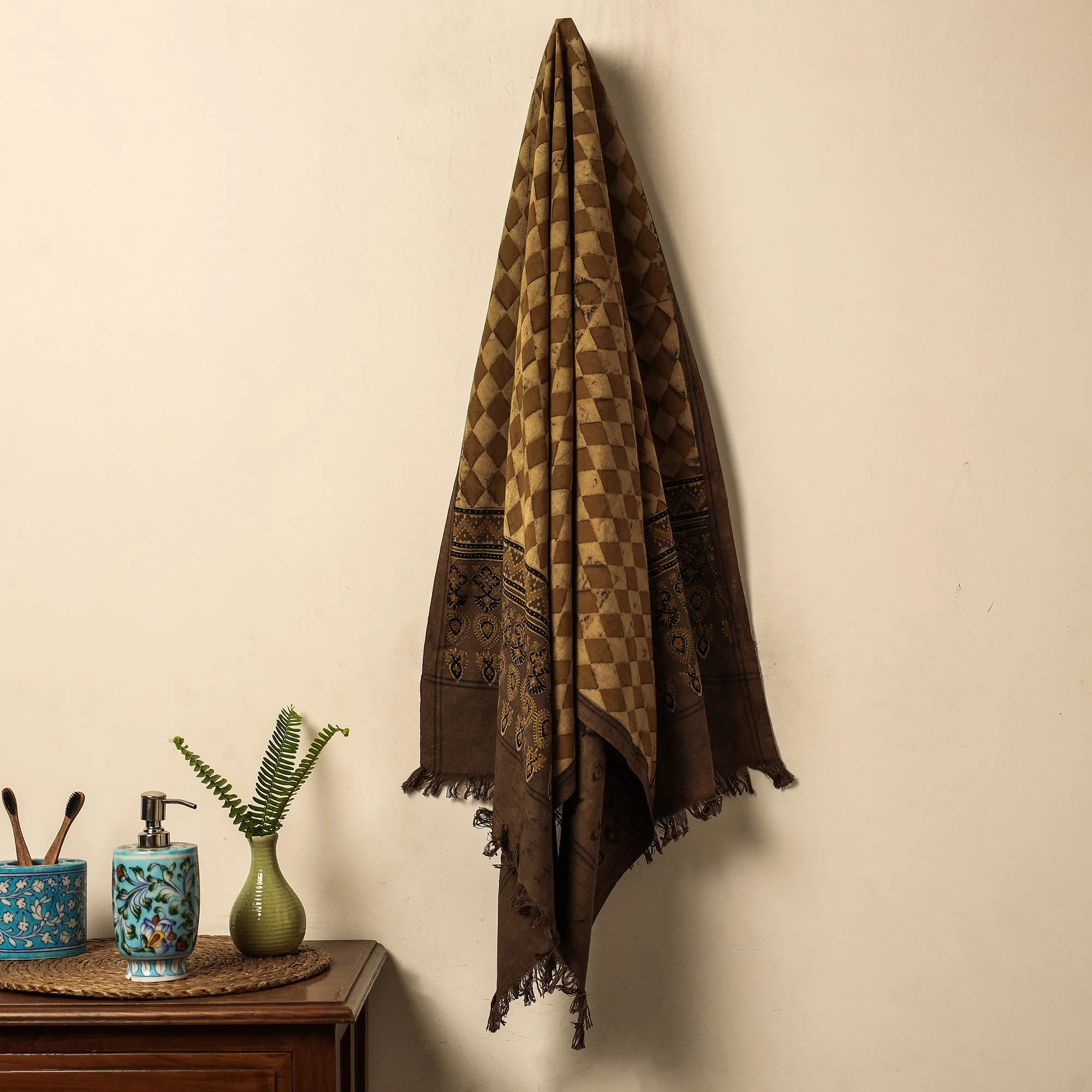 Ajrakh Block Printed Handloom Cotton Towel