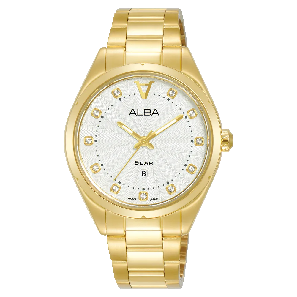 Alba Signa Analogue Stainless Steel Champagne Dial Watch AH7BP4X
