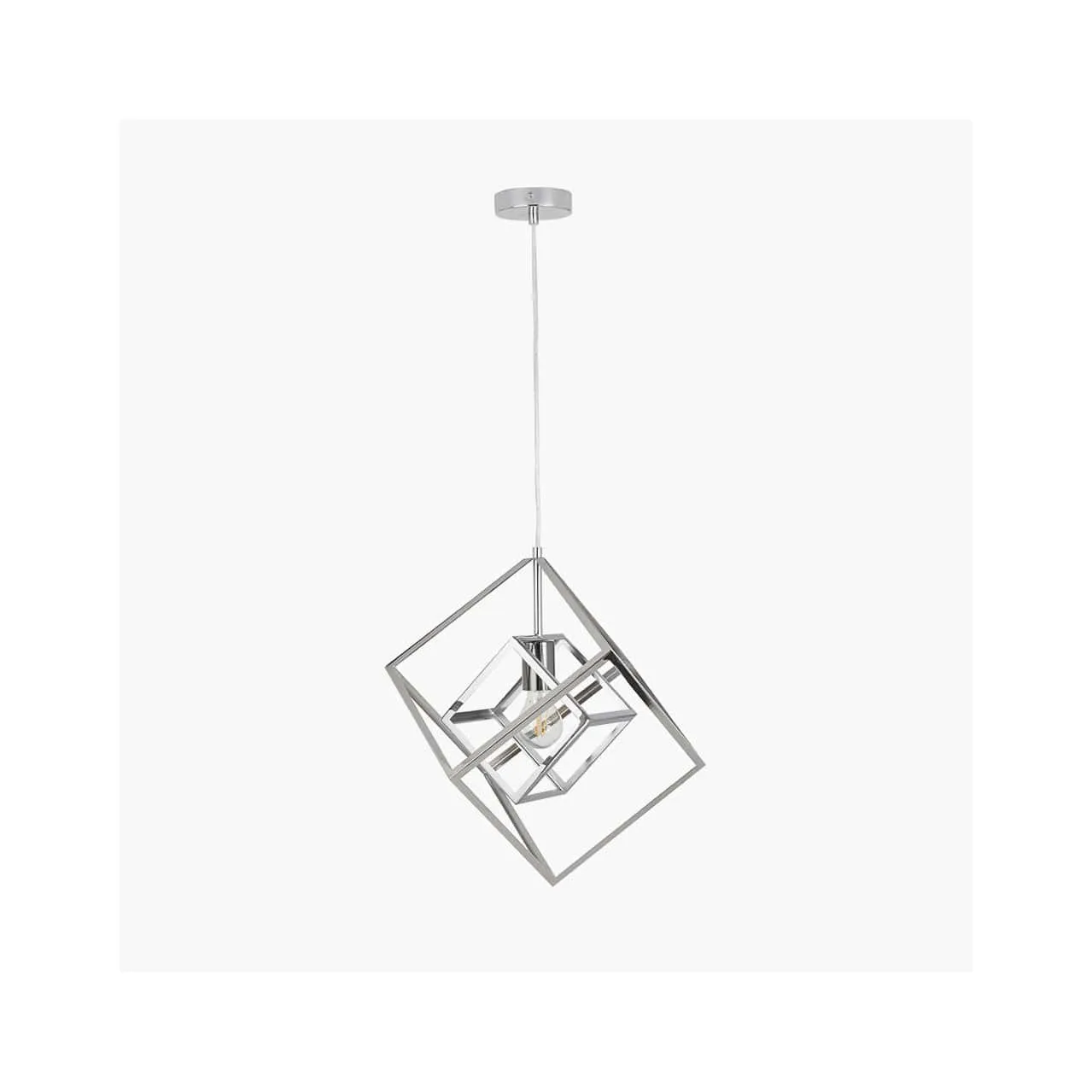 Alessio Shiny Nickel Metal Cube Pendant