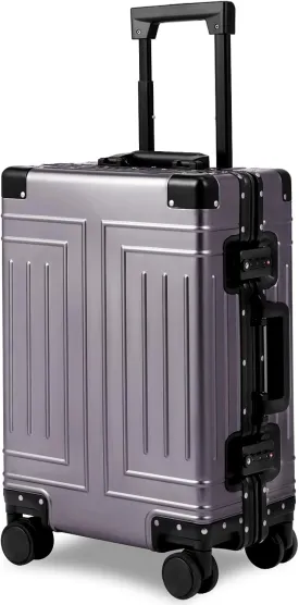 All Aluminum Magnesium Carry On Luggage??Cut from Whole Aluminum Sheet??22x14x9 Airline Approved ????3rd Generation??Premium Magnesium Metal zipperless suitcase ?? (grey, 20inch)