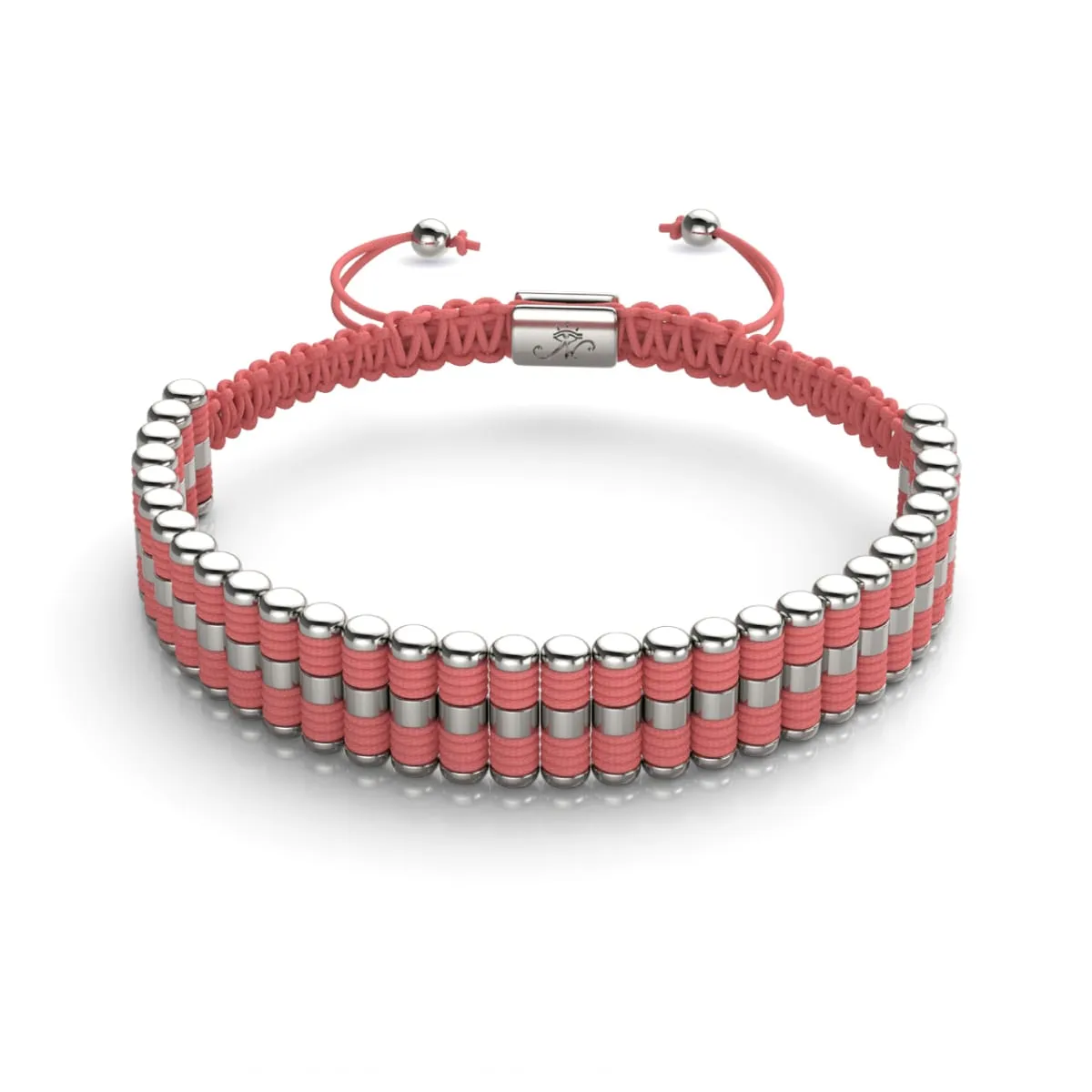 Amici | Silver | Coral | Macrame Bracelet