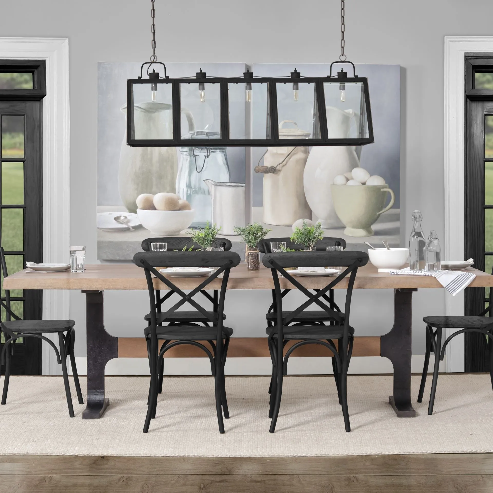 Antigon Chandelier Black Metal | Glass