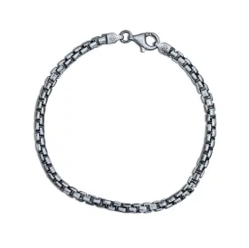 Antique & Brushed Finish Round Box Bracelet (Silver)